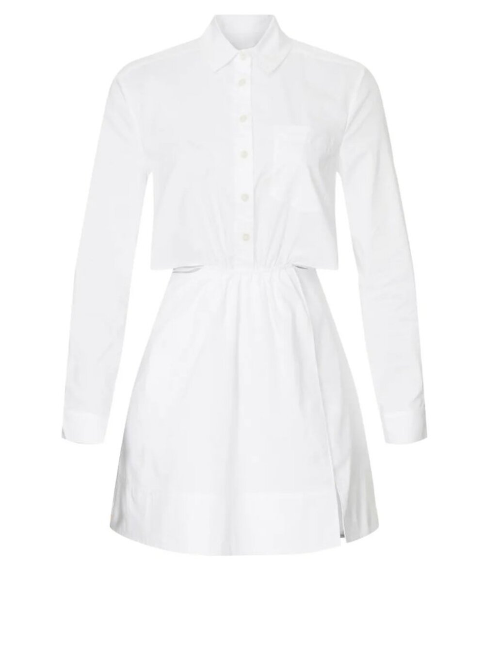 Jonathan SIMKHAI Shaelyn Mini Shirt Dress in White Poplin - Cutouts Summer 6 - Picture 6 of 12